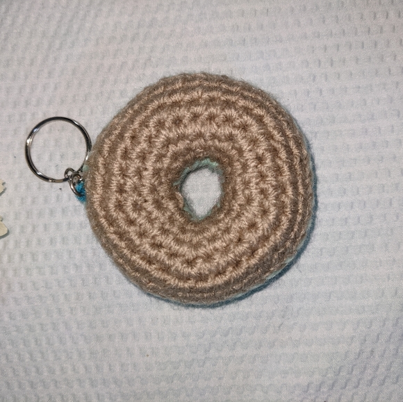 Donut Keychain Mint Crochet Purse Tag HANDCRAFTED NEW - Picture 4 of 6